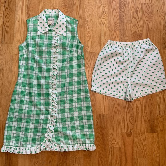 Vintage Dresses & Skirts - [Sold] True vintage 1960s two piece set ruffle shift dress and shorts mod Barbie